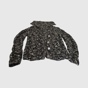 Cruciani Black and Cream Cable Knitted Women's Cardigan Sweater